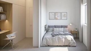 חדר שינה משולב עם חדר עבודה בפרויקט מיקרו אבן גבירול 