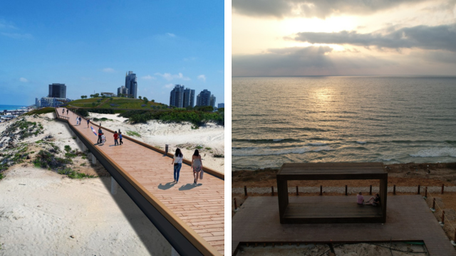 מימין: התצפית של תל אביב, הטיילת העתידית של בת ים